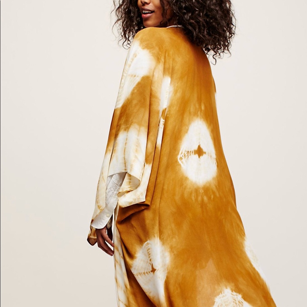 Free People Mustard Tie-Dye Kimono